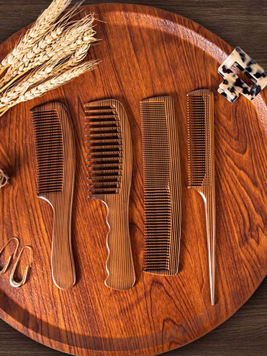 SHEIN مشط بلاستيك بنقشة خشبية