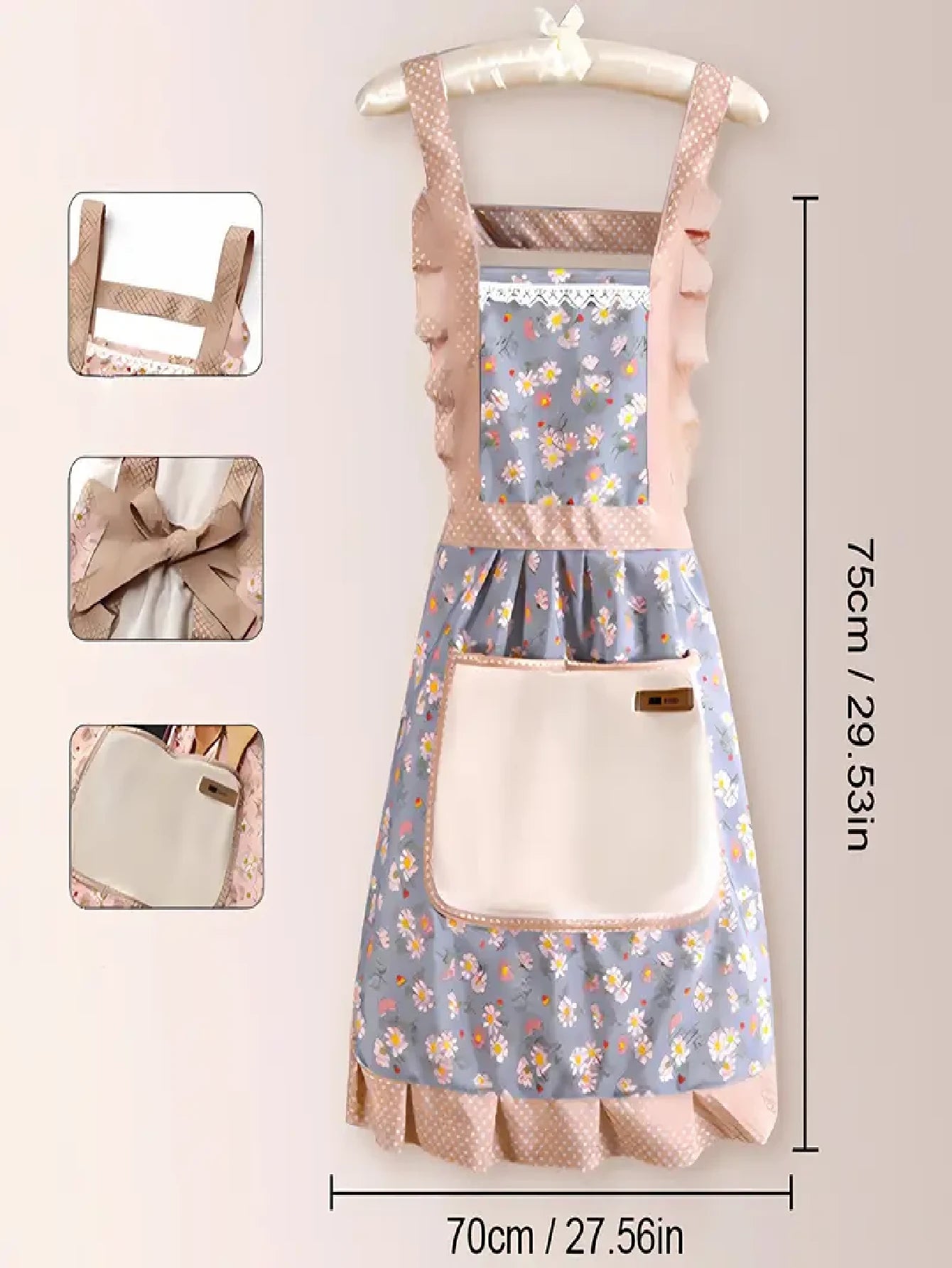 SHEIN مريلة مقاومة للماء والزيت مزخرفة بالزهور مع جيب