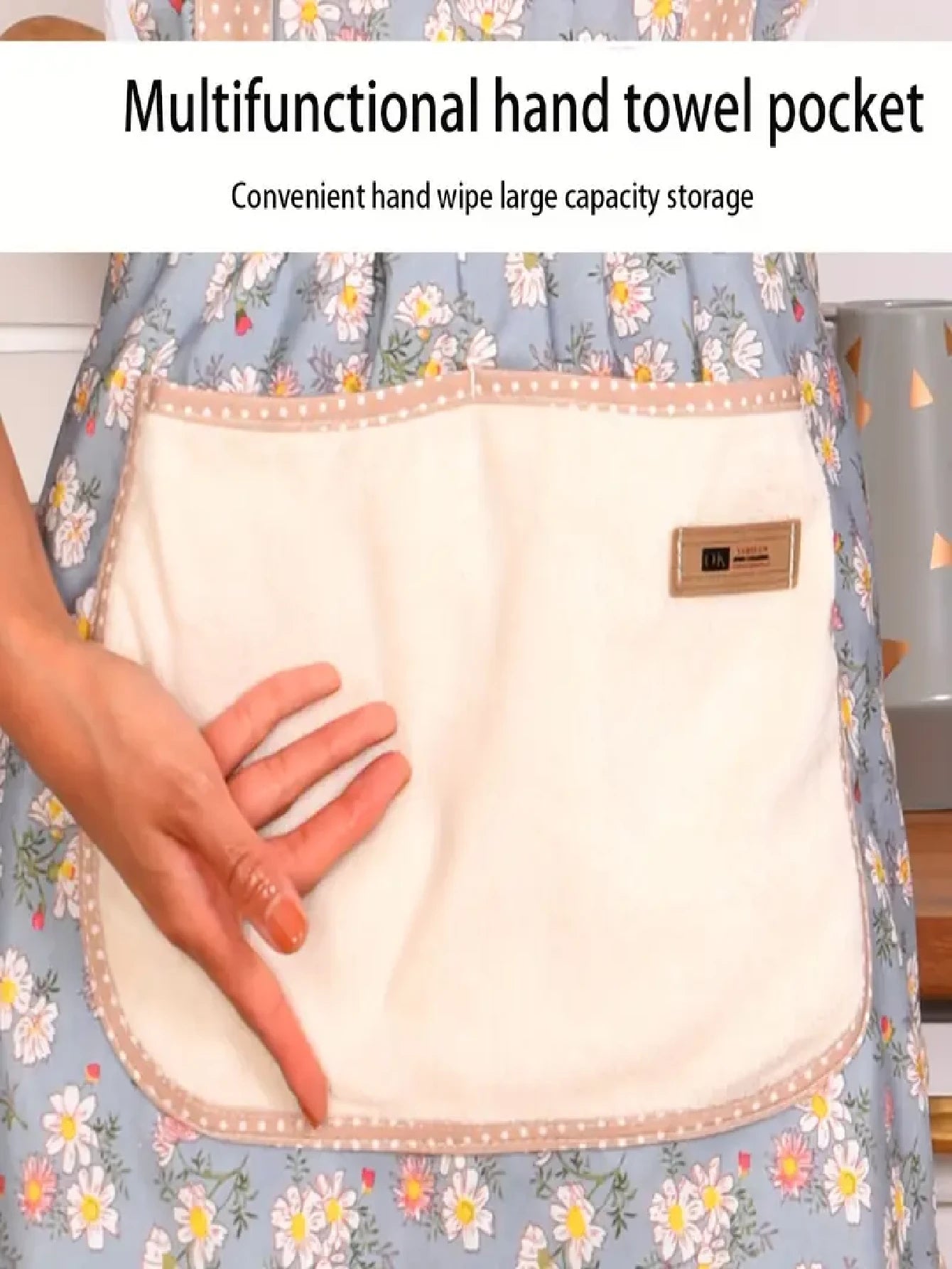 SHEIN مريلة مقاومة للماء والزيت مزخرفة بالزهور مع جيب