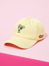 SHEIN THE POWERPUFF GIRLS قبعة بيسبول مطرزة خطوط جانبية وحروف