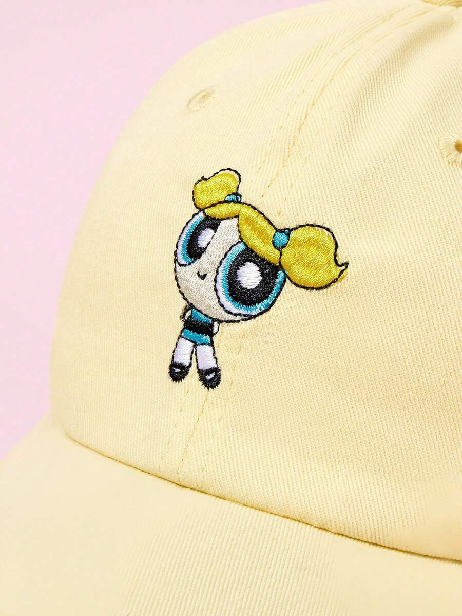 SHEIN THE POWERPUFF GIRLS قبعة بيسبول مطرزة خطوط جانبية وحروف