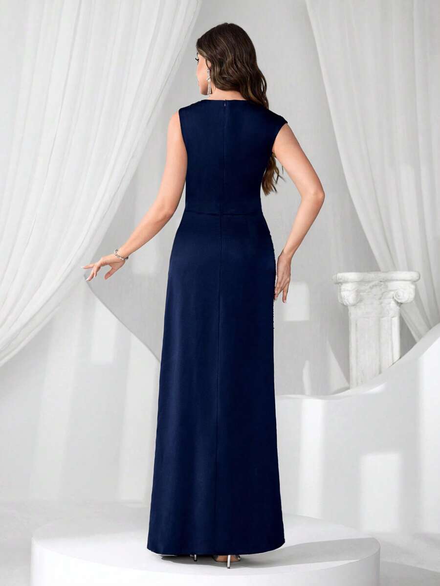 SHEIN Coutiva ثوب سهرة أنيق أزرق داكن