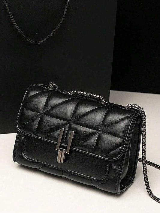 SHEIN حقيبة كتف أنيقة بحزام سلسلة من جلد البولي يوريثان المبطن