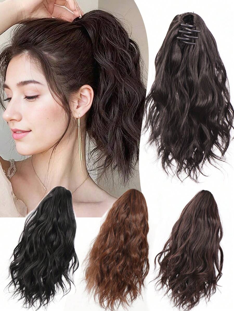 SHEIN باروكة ذيل حصان قصير متموج 10 بوصة