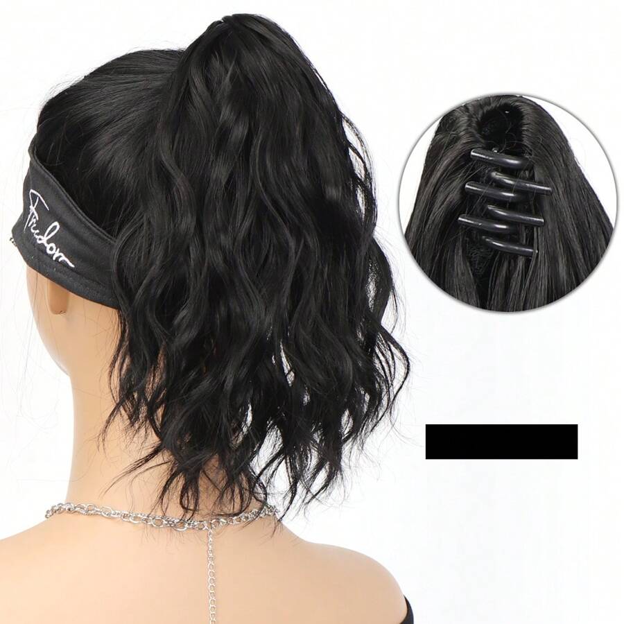 SHEIN باروكة ذيل حصان قصير متموج 10 بوصة
