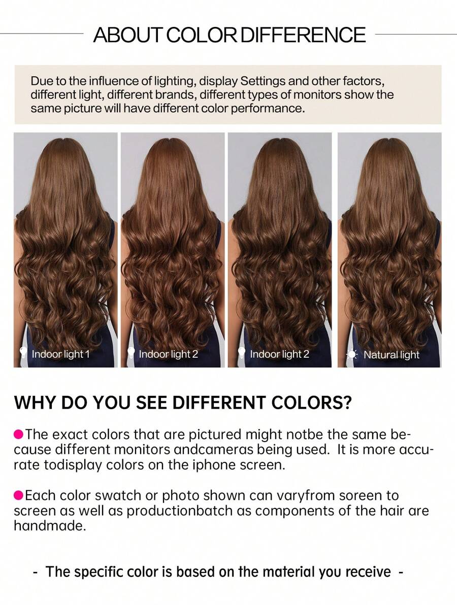 SHEIN شعر مستعار طويل متموج بني بنهاية باهتة كثيف