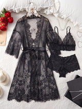 SHEIN طقم ملابس نوم شفاف برقبة منخفضة تصميم مثير وجذاب