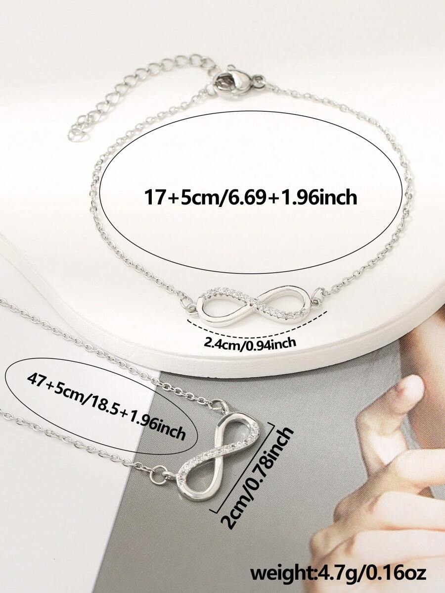 SHEIN طقم  قلادة وسوار بشكل رقم 8 بتصميم بسيط
