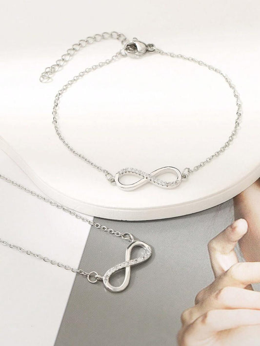 SHEIN طقم  قلادة وسوار بشكل رقم 8 بتصميم بسيط