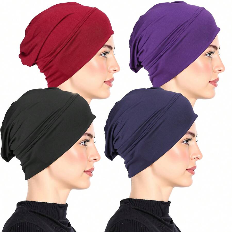 SHEIN وشاح رأس للنساء بلون واحد قبعة ناعمة وقابلة للتنفس