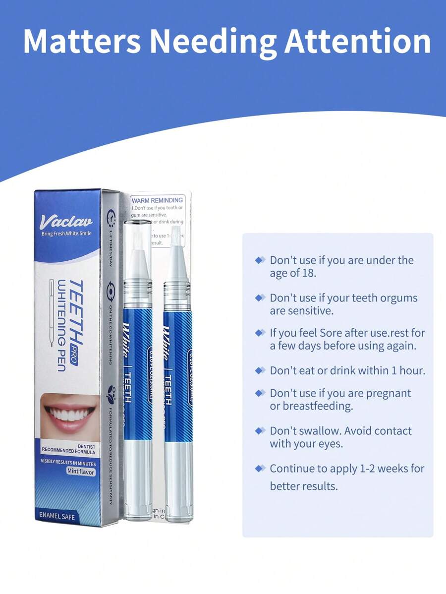 SHEIN Vaclav قلم تبييض الأسنان لإزالة البقع والحفاظ على صحة الفم