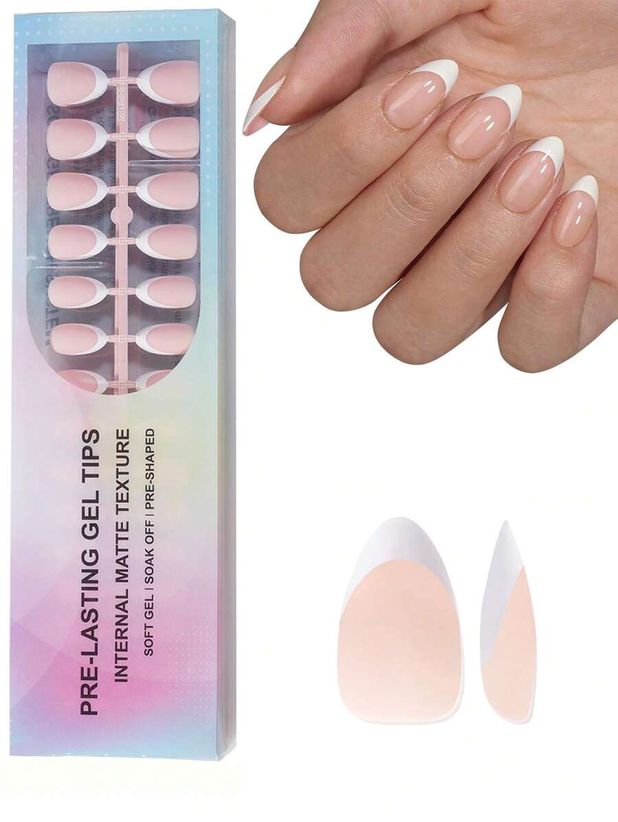SHEIN مجموعة 150 قطعة أظافر بشكل لوز قصيرة أكريليك