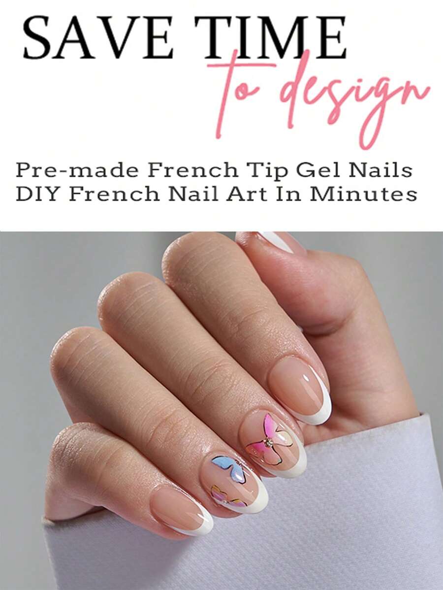 SHEIN مجموعة 150 قطعة أظافر بشكل لوز قصيرة أكريليك