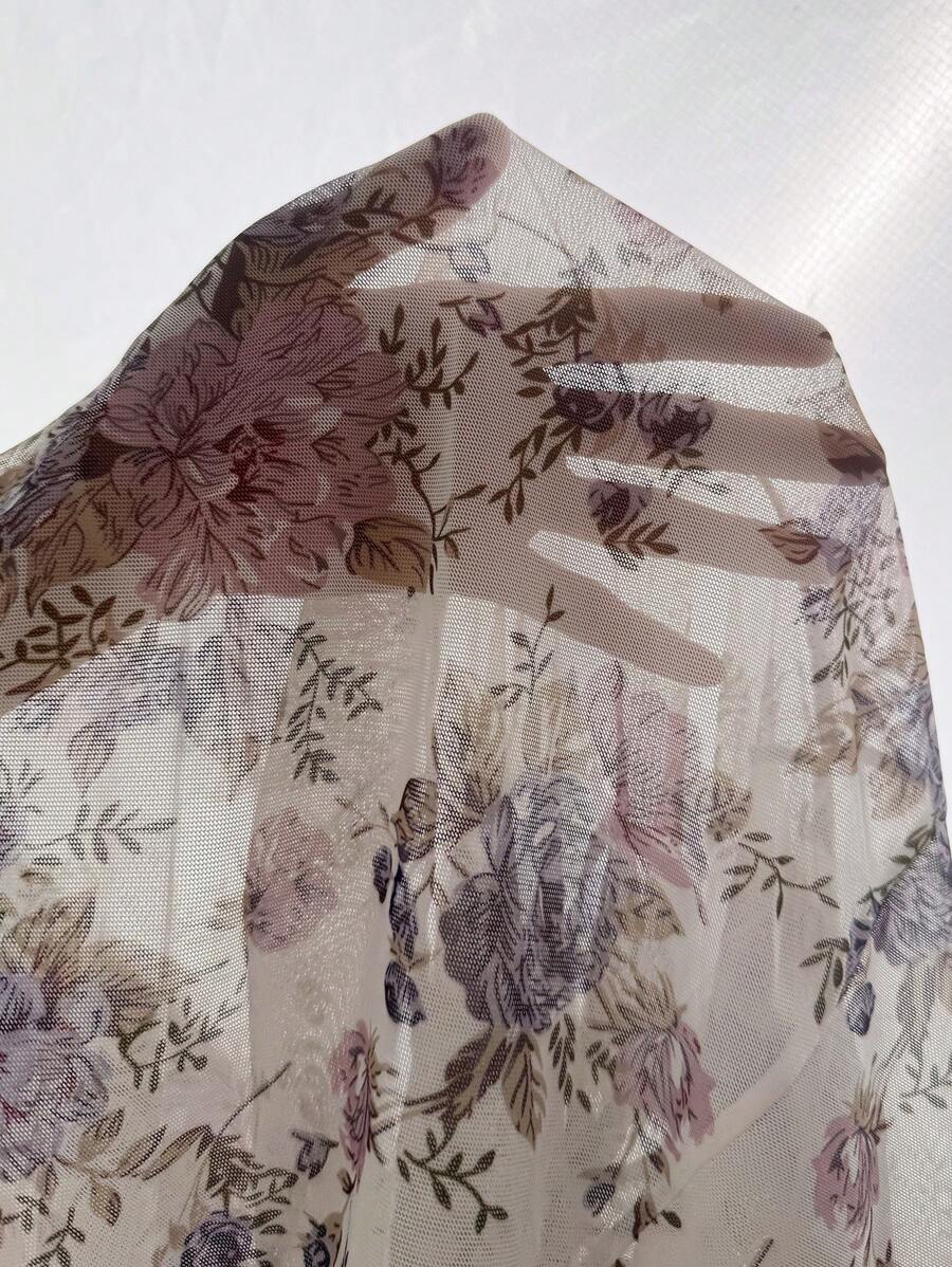 SHEIN فستان ضيق مزخرف بالورود والفيونكة