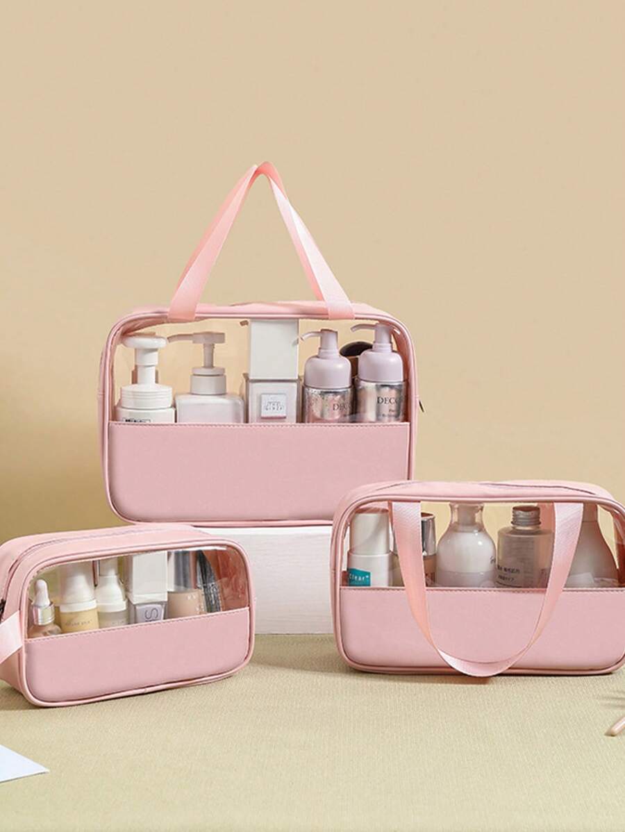 SHEIN حقيبة مكياج لحف كبيرة شبه شفافة مقاومة للماء