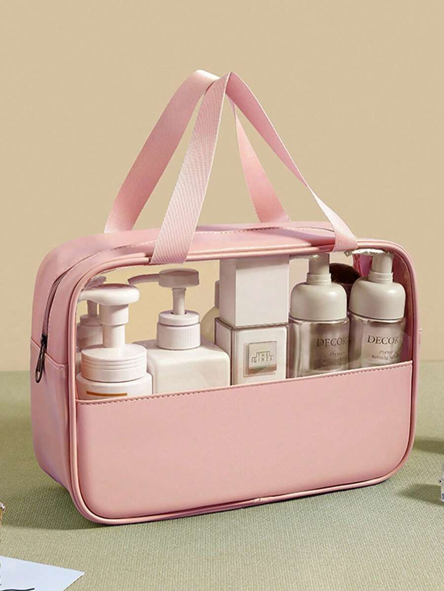 SHEIN حقيبة مكياج لحف كبيرة شبه شفافة مقاومة للماء