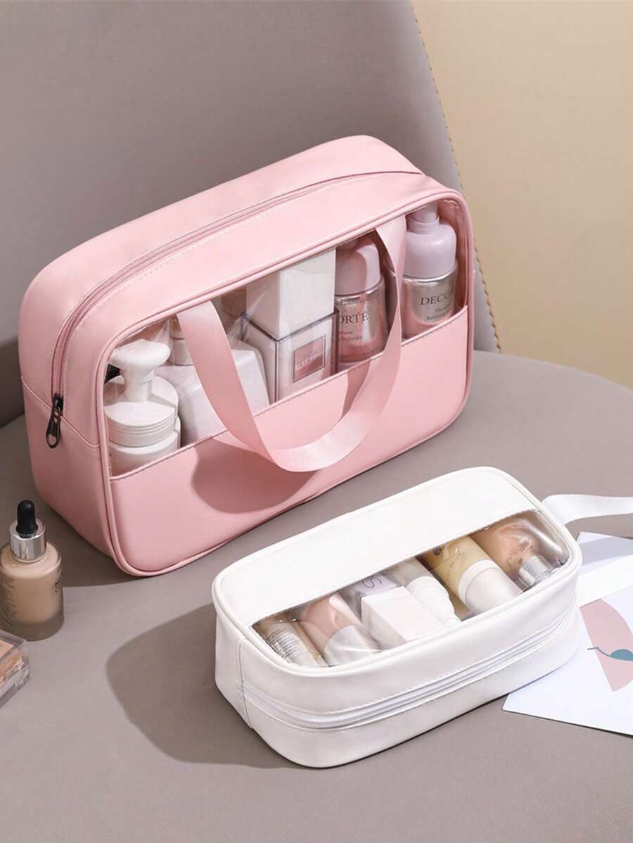 SHEIN حقيبة مكياج لحف كبيرة شبه شفافة مقاومة للماء