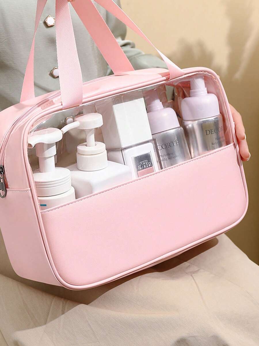 SHEIN حقيبة مكياج لحف كبيرة شبه شفافة مقاومة للماء