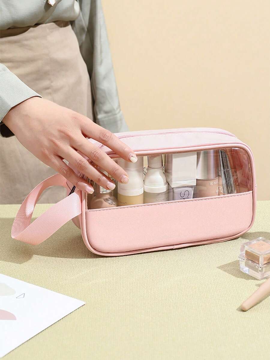SHEIN حقيبة مكياج لحف كبيرة شبه شفافة مقاومة للماء