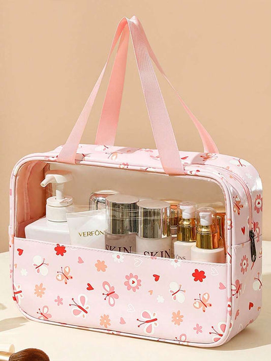 SHEIN حقيبة مكياج لحف كبيرة شبه شفافة مقاومة للماء