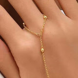 SHEIN سلسة خاتم قابل للتعديل بسلسلة خرز بسيطة
