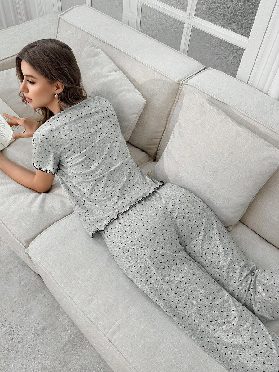 SHEIN بيجاما نسائية قصيرة الأكمام وبنطلون