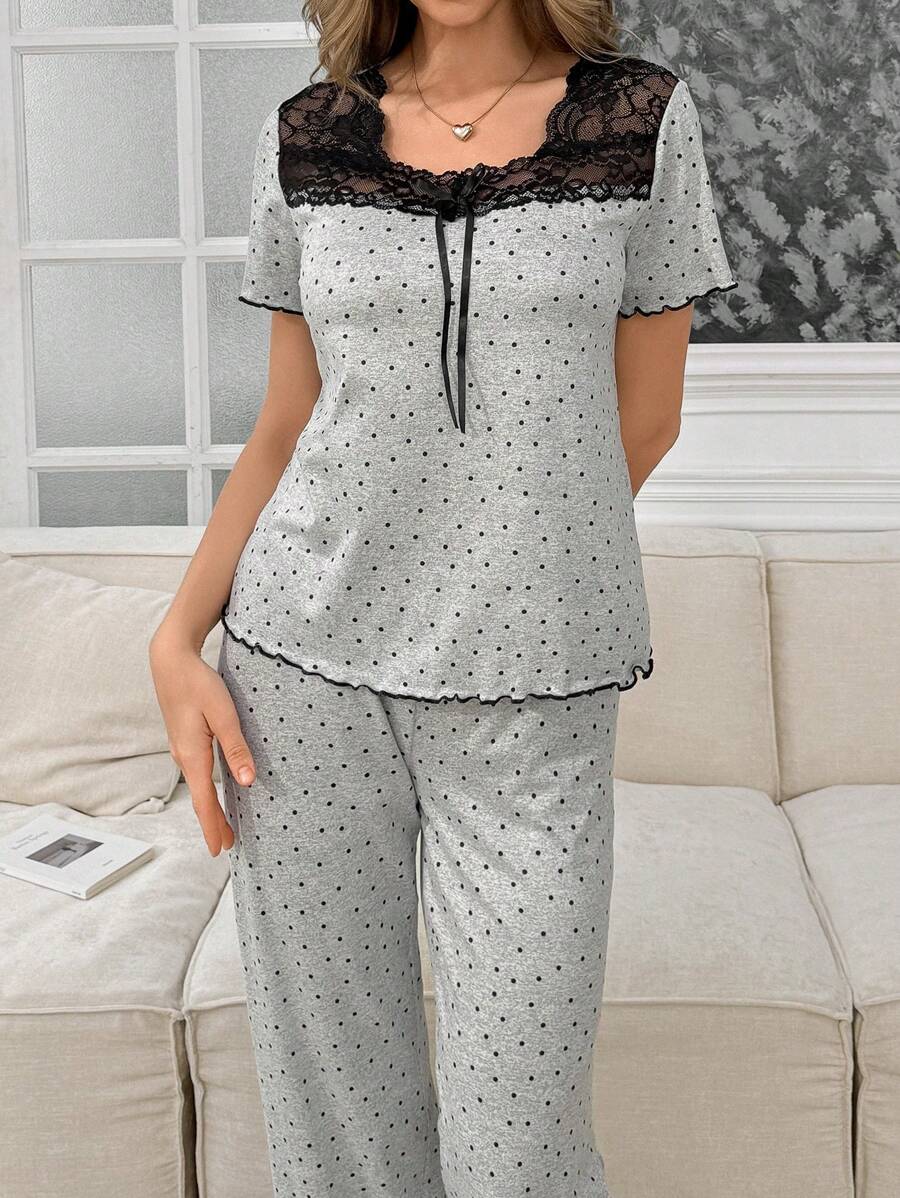 SHEIN بيجاما نسائية قصيرة الأكمام وبنطلون