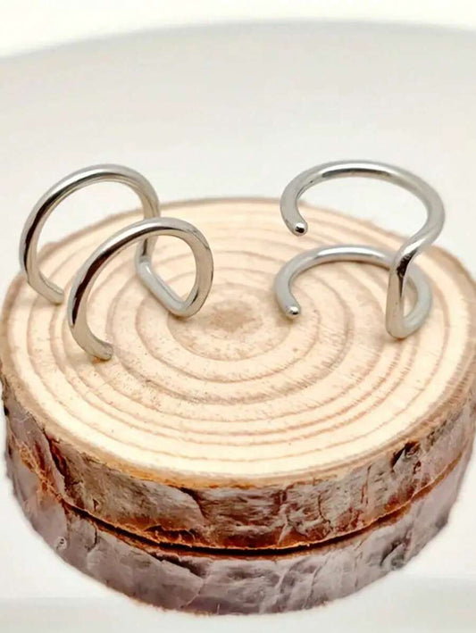 SHEIN طقم 2 حلقة شفة بدون ثقب من الصلب المقاوم للصدأ بطراز بانك