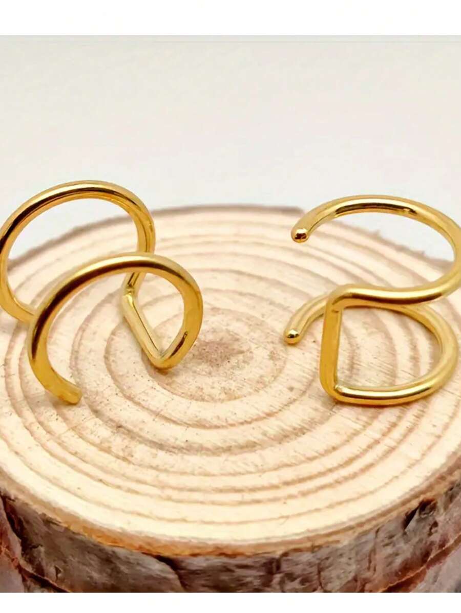 SHEIN طقم 2 حلقة شفة بدون ثقب من الصلب المقاوم للصدأ بطراز بانك