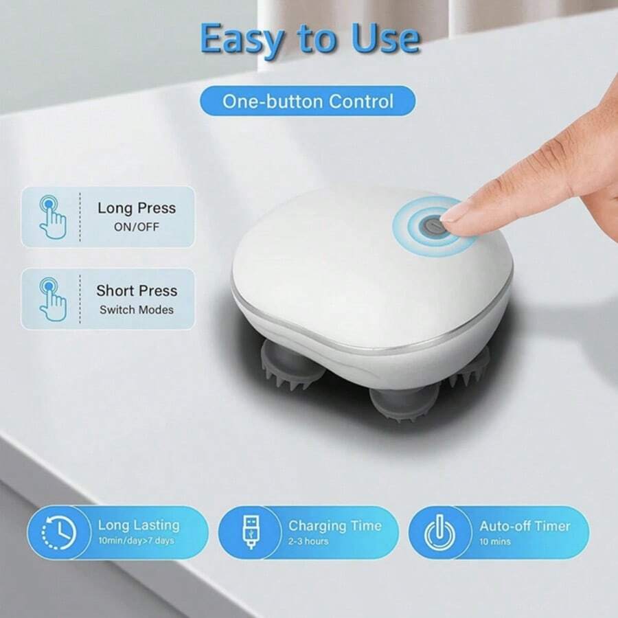 SHEIN جهاز تدليك فروة الرأس الكهربائي اللاسلكي بـ4 مخالب