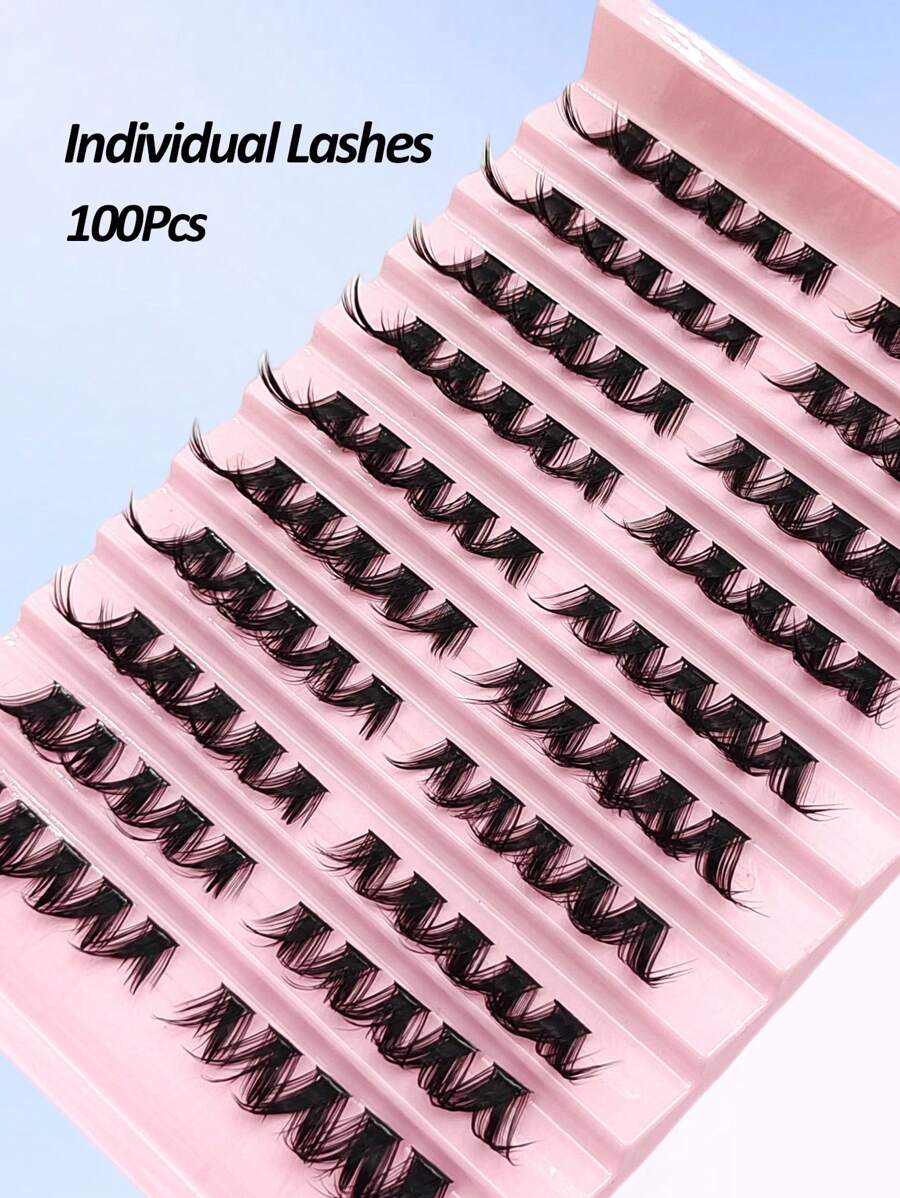 SHEIN Asiteo طقم 100 رموش فردية خفيفة بأطوال مختلفة