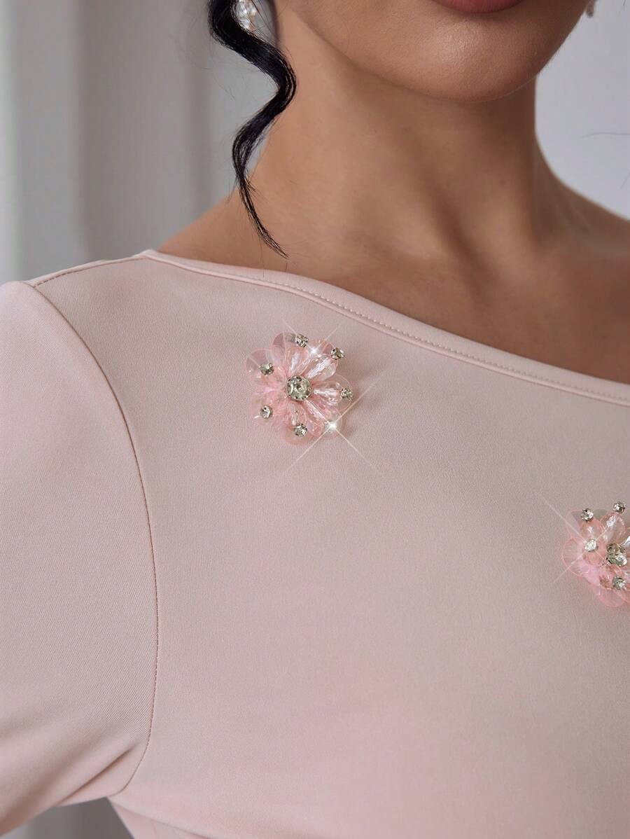 SHEIN Modelyn بدلة نسائية وردية قطعتين