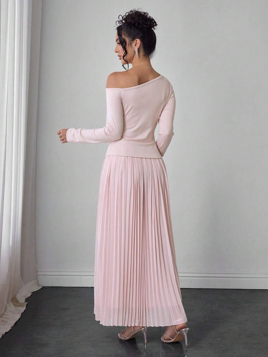 SHEIN Modelyn بدلة نسائية وردية قطعتين