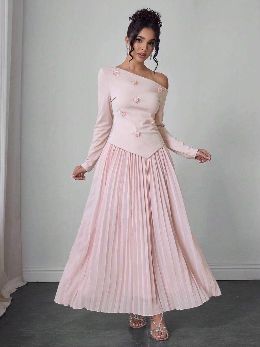 SHEIN Modelyn بدلة نسائية وردية قطعتين