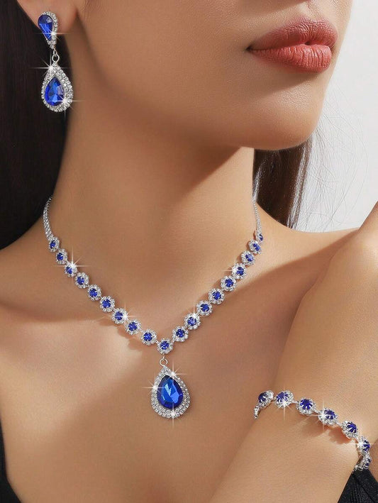 SHEIN طقم مجوهرات 3 قطع مرصع براين ملون