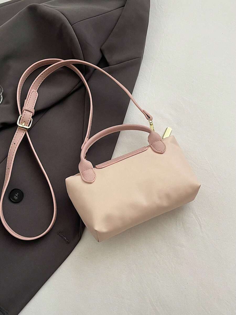 SHEIN حقيبة يد مربعة من النايلون بتصميم ألوان متعددة بحزام قابل للفصل