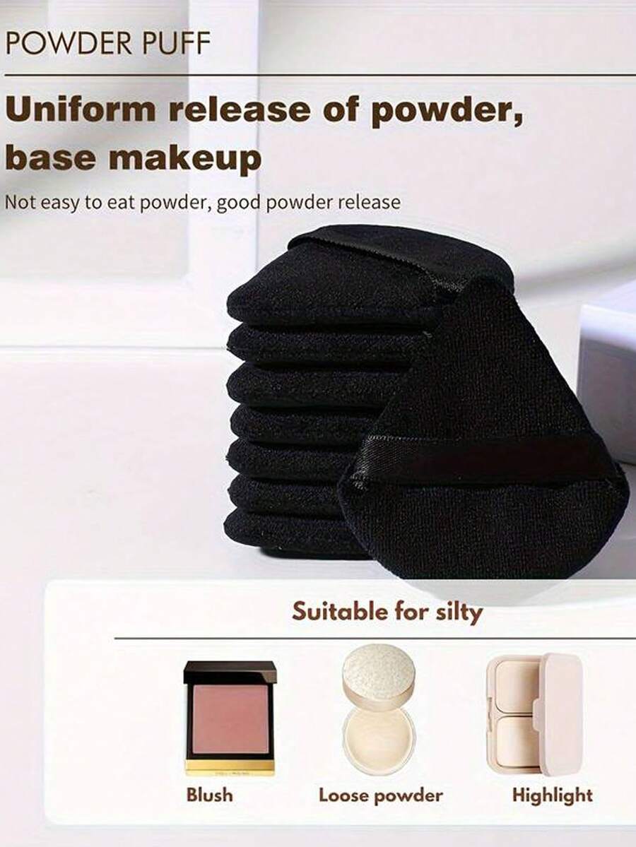 SHEIN مجموعة وسادة مكياج مخملية مثلثة للبودرة والفاونديشن