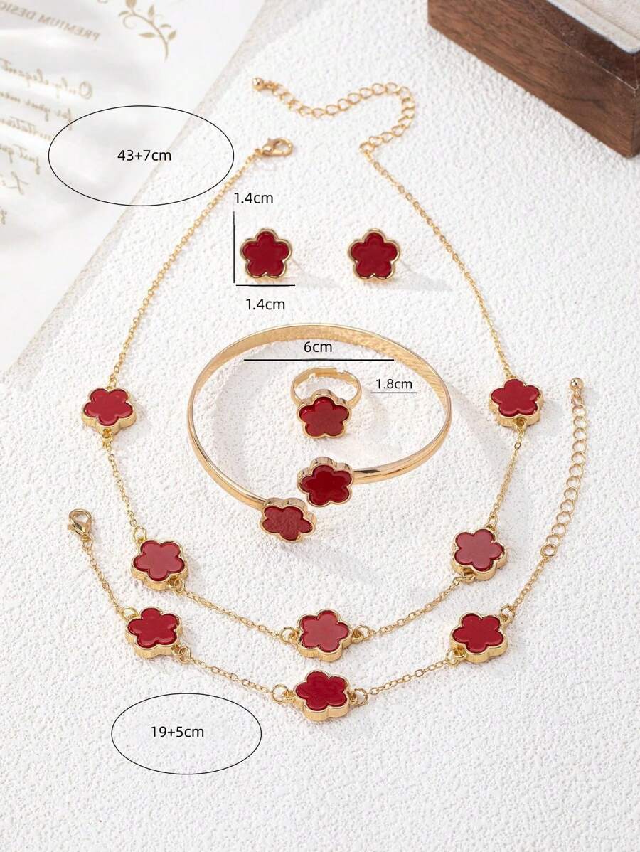 SHEIN طقم 5 قطع إكسسوارات بنمط زهور