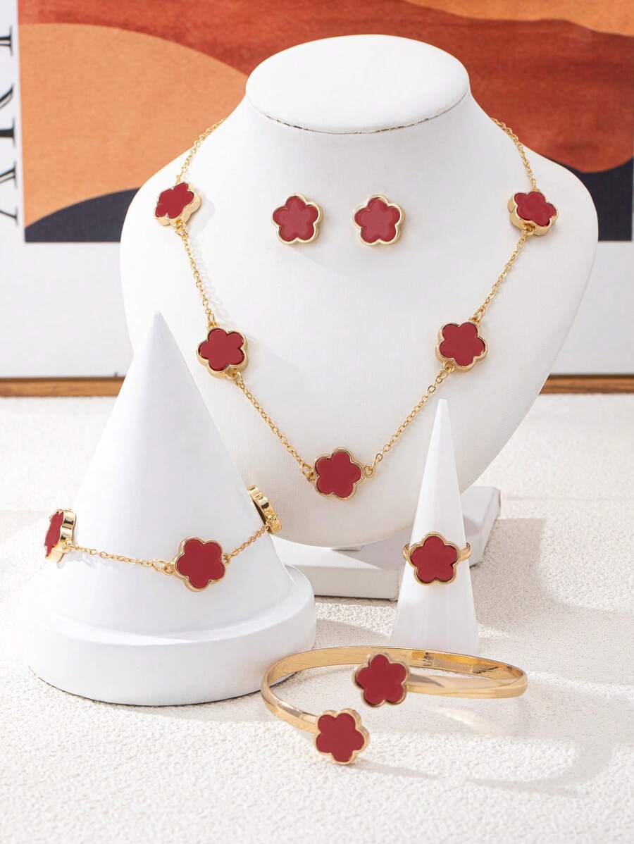 SHEIN طقم 5 قطع إكسسوارات بنمط زهور