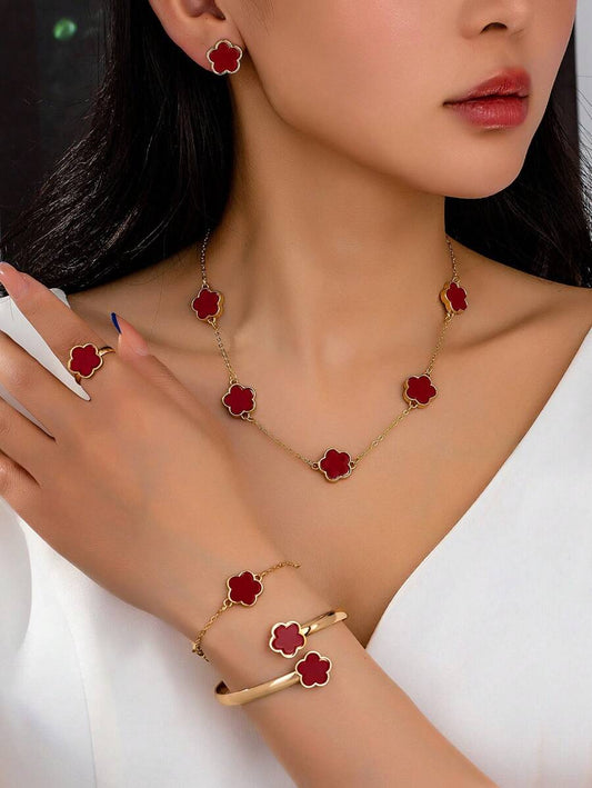 SHEIN طقم 5 قطع إكسسوارات بنمط زهور