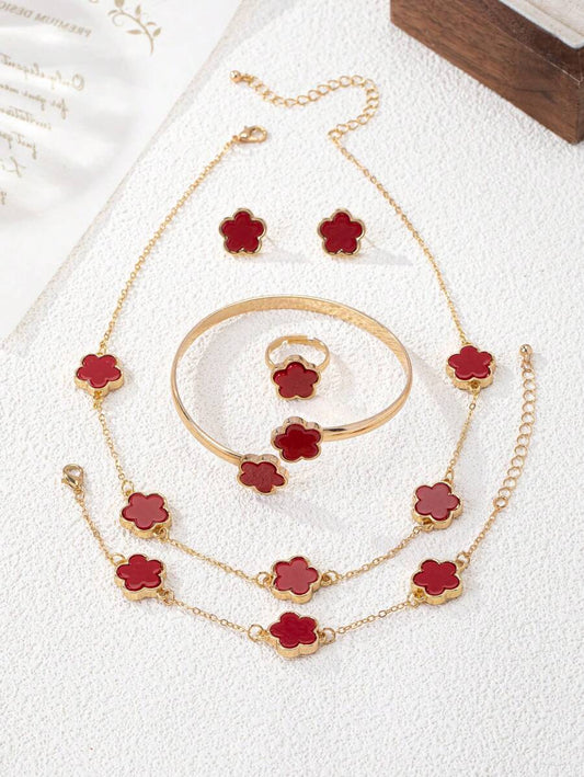 SHEIN طقم 5 قطع إكسسوارات بنمط زهور