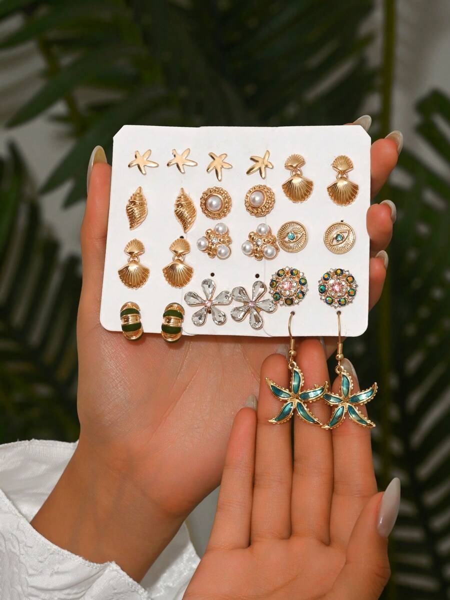 SHEIN طقم 5 أزواج أقراط بأشكال متنوعة