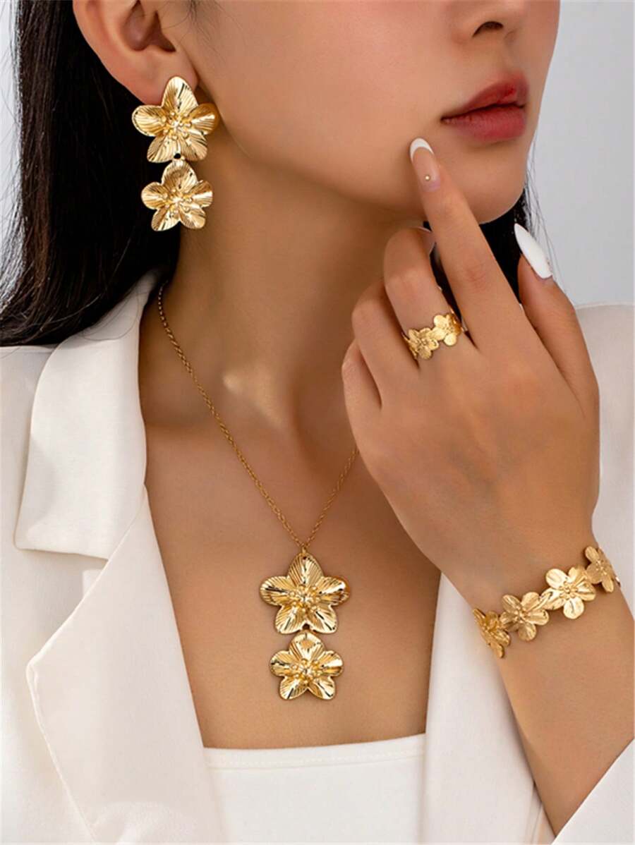 SHEIN طقم مجوهرات معدني 5 قطع