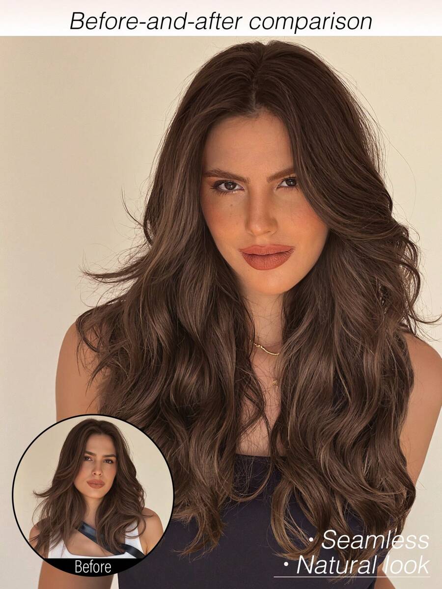 SHEIN وصلة شعر متموجة مجعدة طويلة بألياف اصطناعية