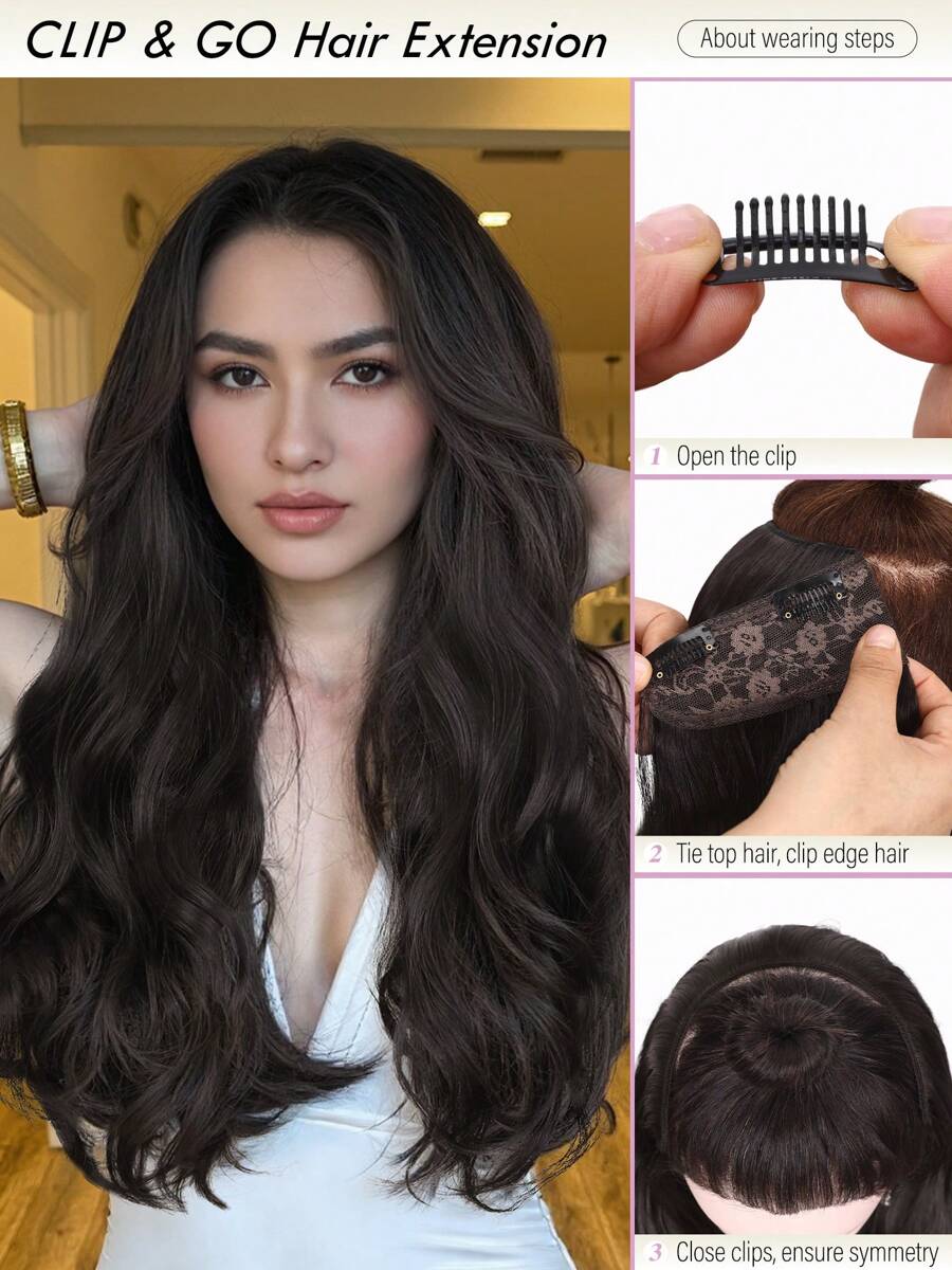 SHEIN وصلة شعر متموج مجعد طويل لألياف الاصطناعية