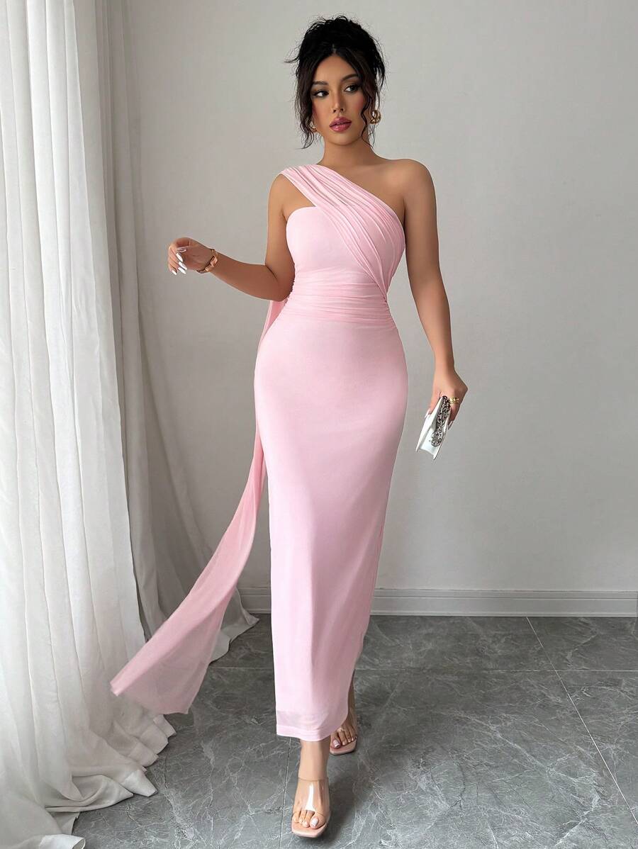 SHEIN Elenzga فستان وردي ضيق بدون أكمام بظهر مكشوف