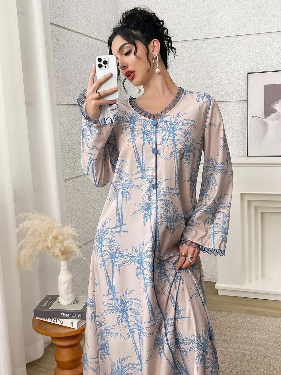 SHEIN Al Najma فستان تقليدي طويل مزخرف بالزهور