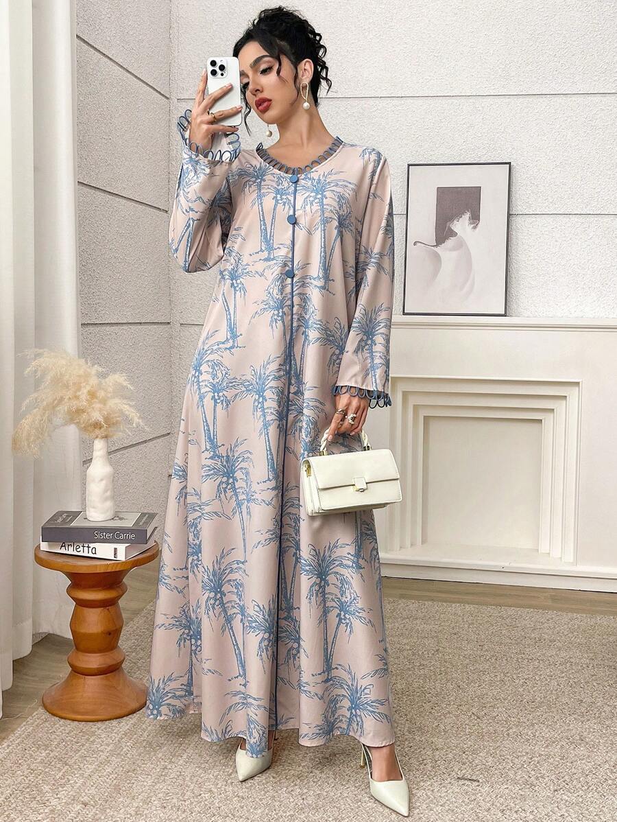 SHEIN Al Najma فستان تقليدي طويل مزخرف بالزهور