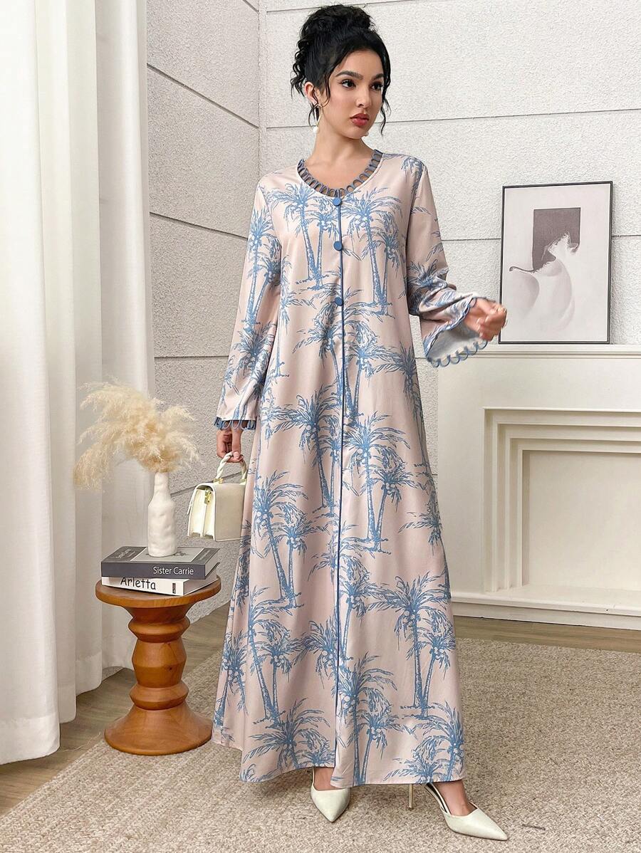 SHEIN Al Najma فستان تقليدي طويل مزخرف بالزهور