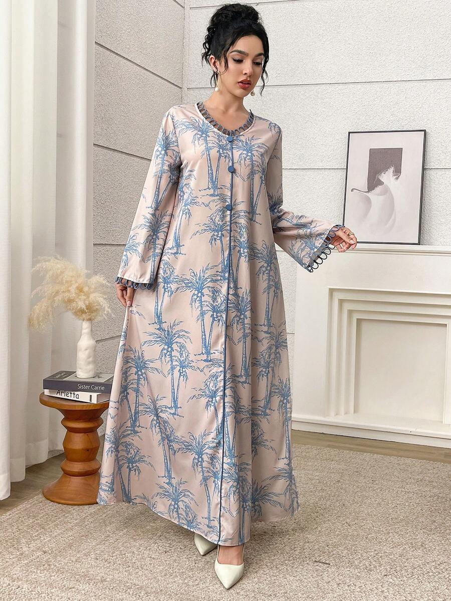 SHEIN Al Najma فستان تقليدي طويل مزخرف بالزهور